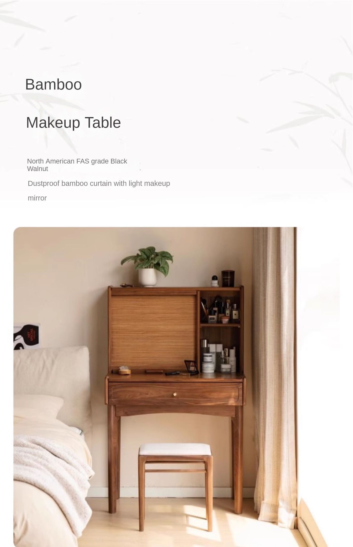 Ash, Oak, Black Walnut Solid Wood Dressing Table.