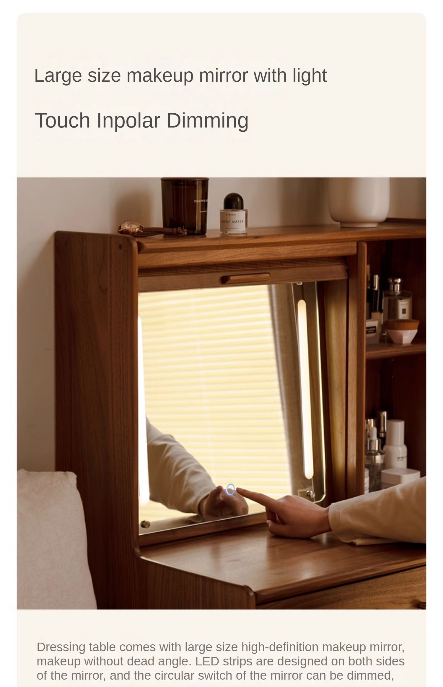 Ash, Oak, Black Walnut Solid Wood Dressing Table.