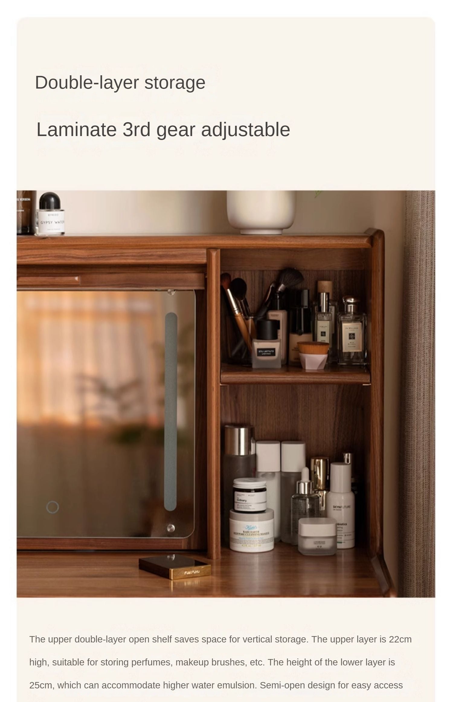 Ash, Oak, Black Walnut Solid Wood Dressing Table.