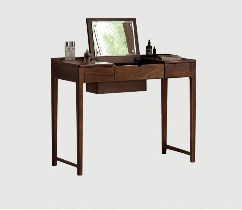 Black Walnut, Ash Solid Wood Flip Dressing Table.