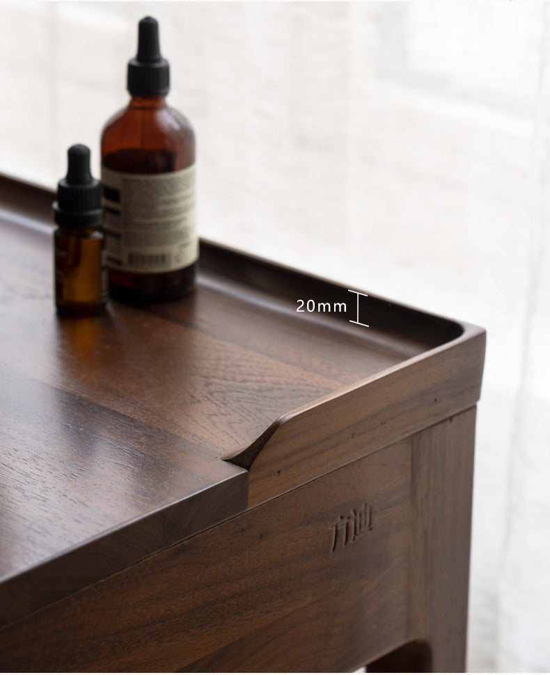 Black Walnut, Ash Solid Wood Flip Vanity Table.