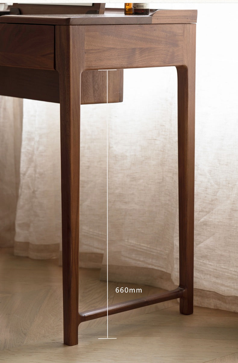 Black Walnut, Ash Solid Wood Flip Vanity Table.