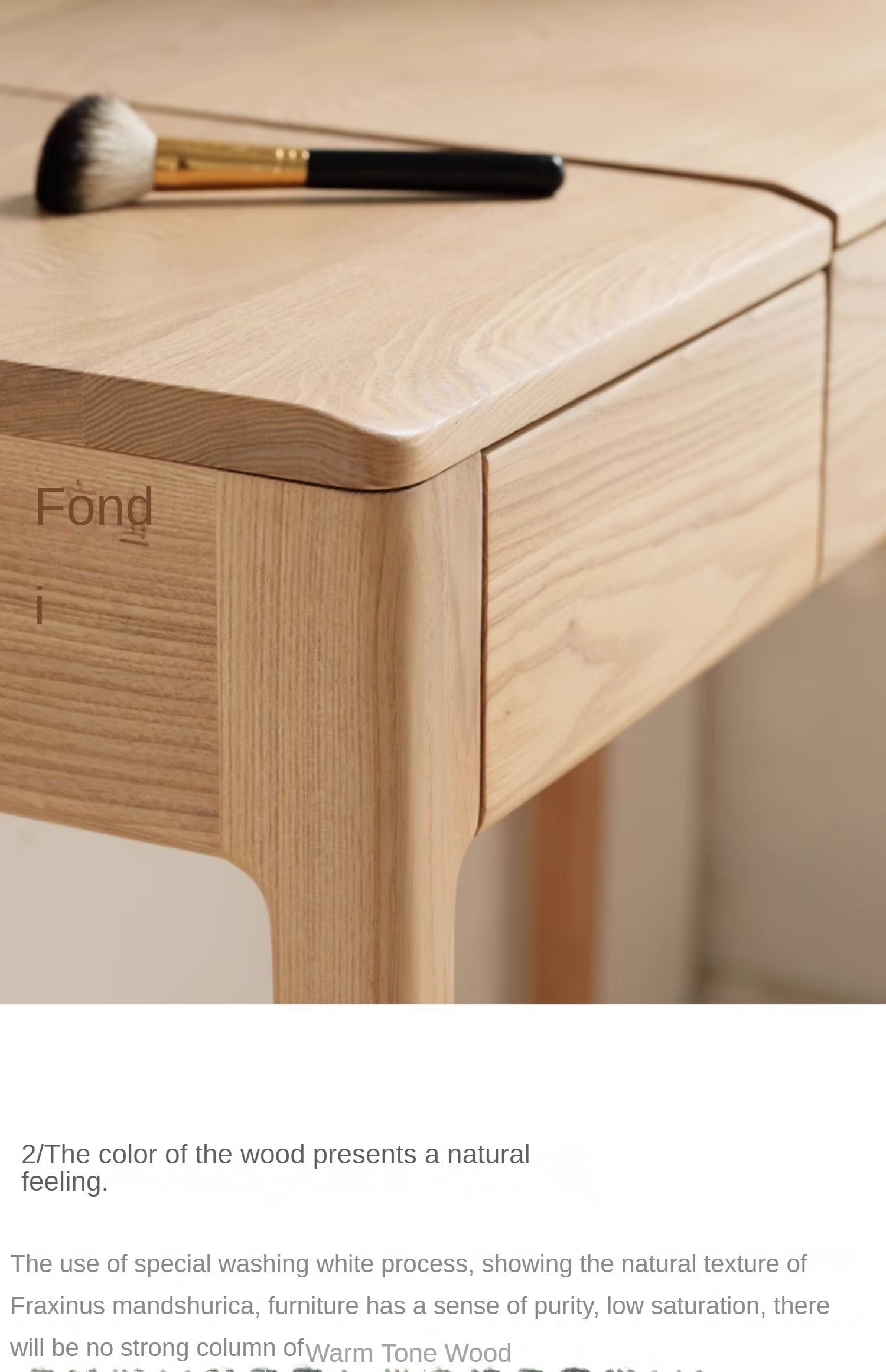 Ash Solid Wood Small Flip Vanity Table.