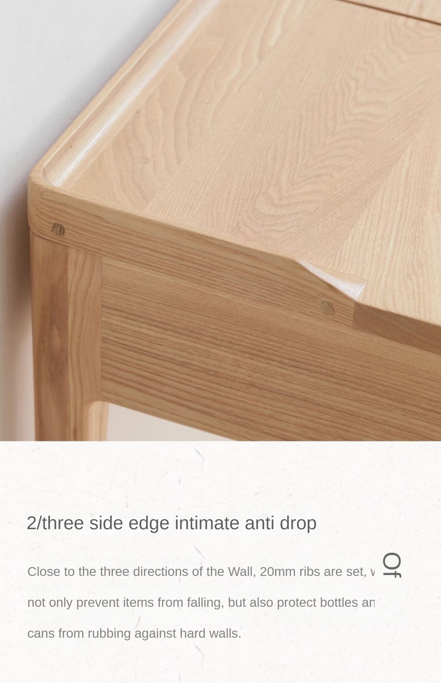 Ash Solid Wood Small Flip Vanity Table.