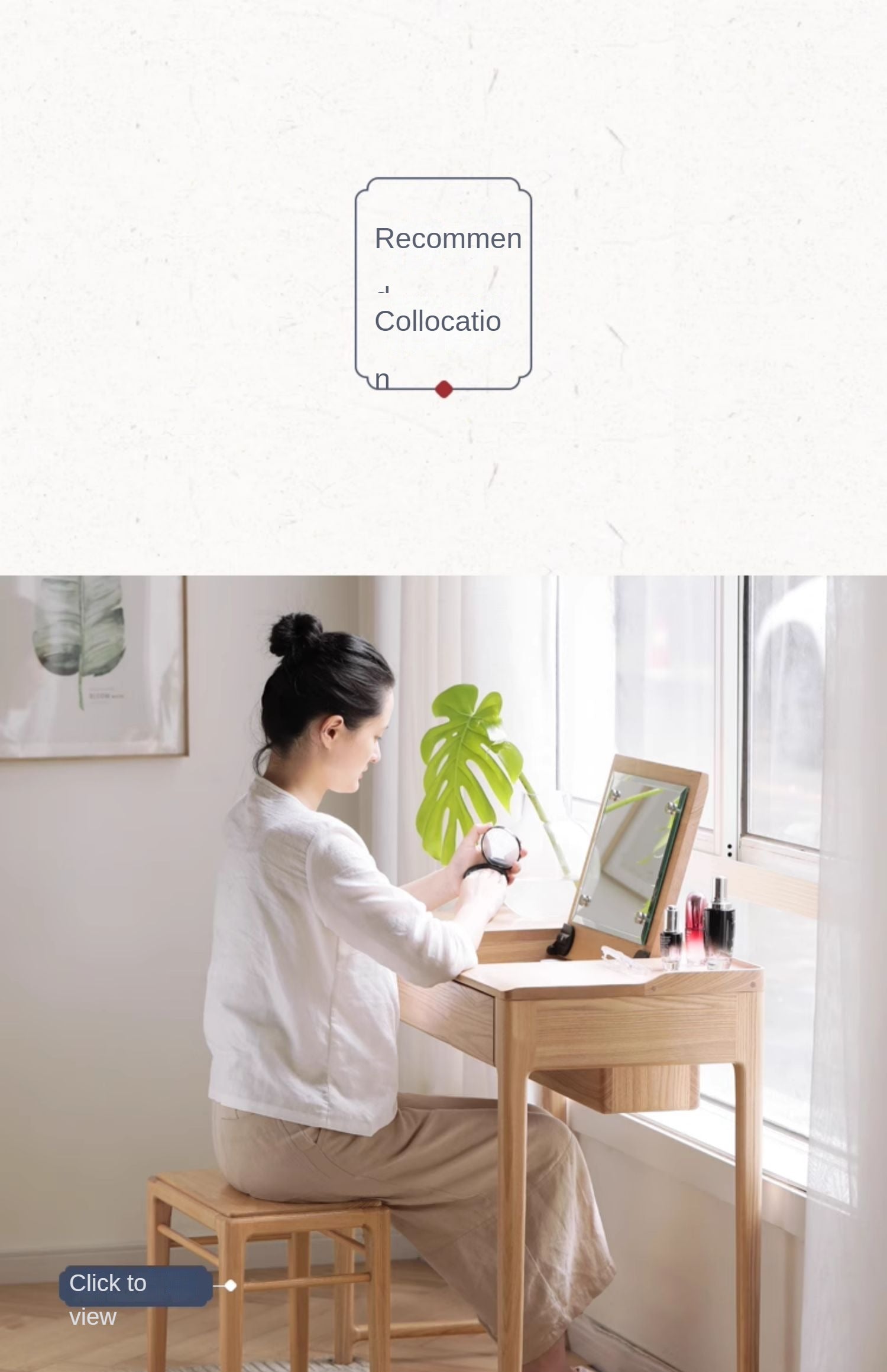 Ash Solid Wood Small Flip Vanity Table.