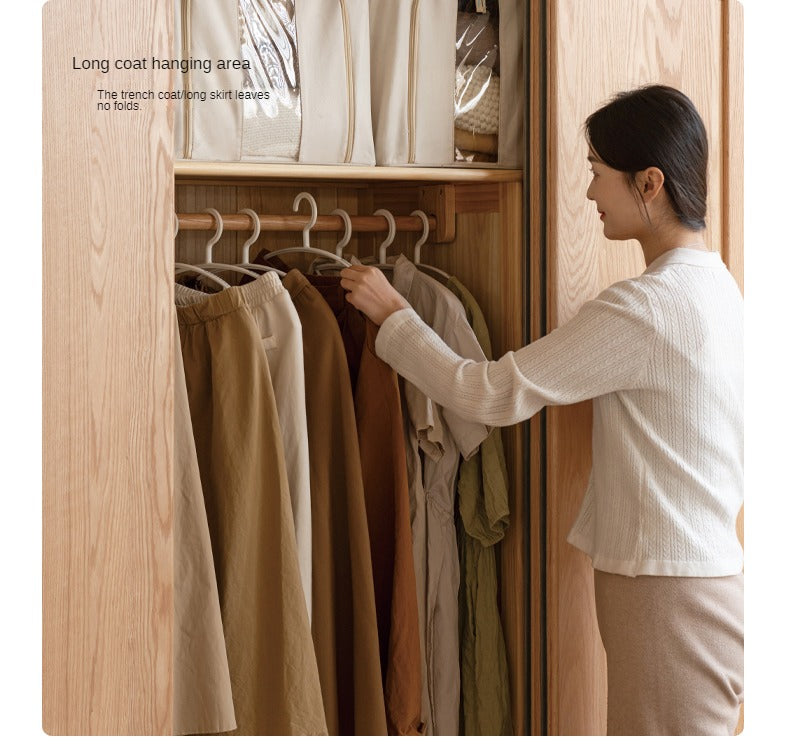 Oak Solid Wood Wardrobe Sliding Door Master Bedroom