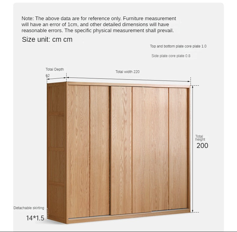 Oak Solid Wood Wardrobe Sliding Door Master Bedroom