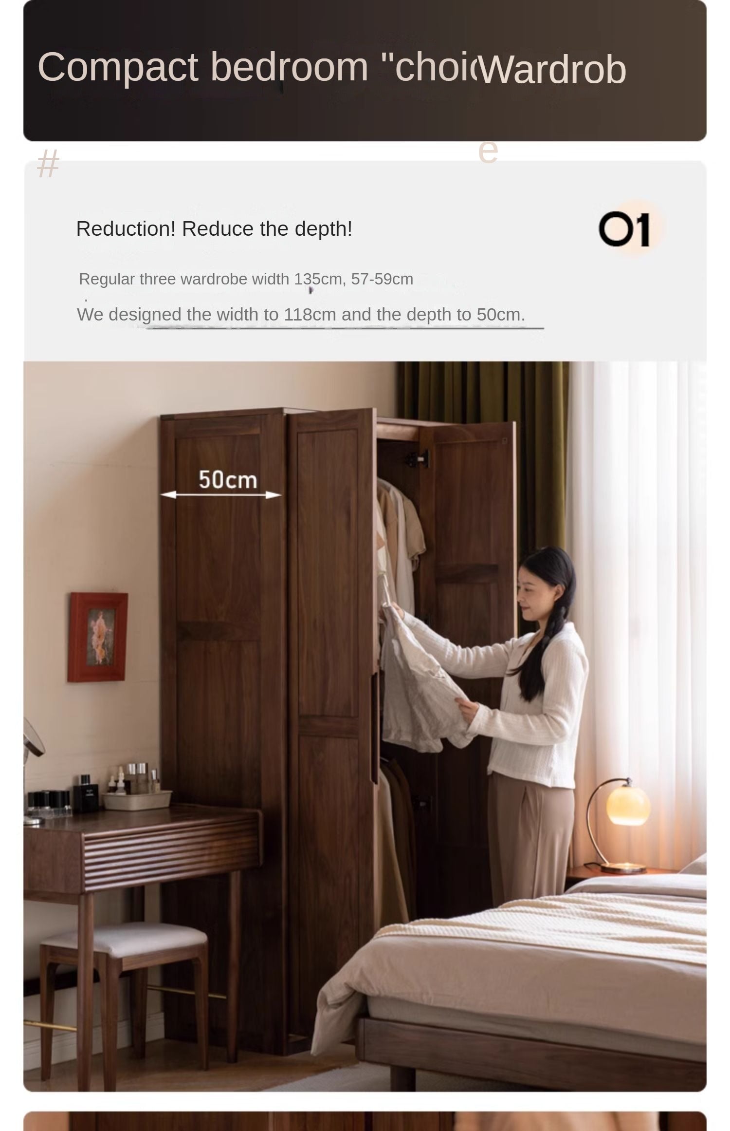 Black Walnut Solid Wood Wardrobe.