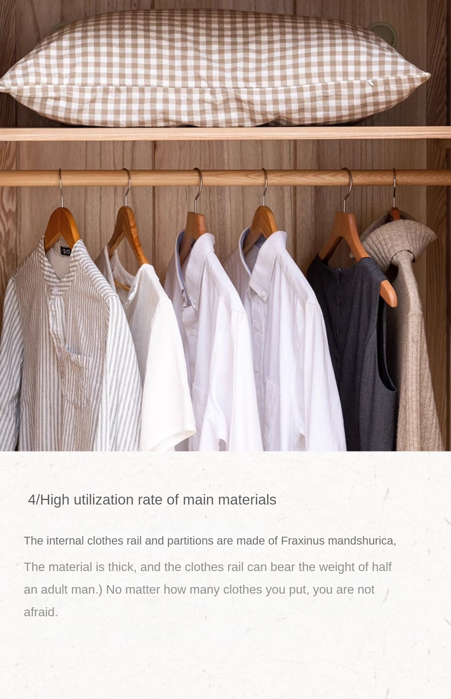 Ash Solid Wood Modern Wardrobe.