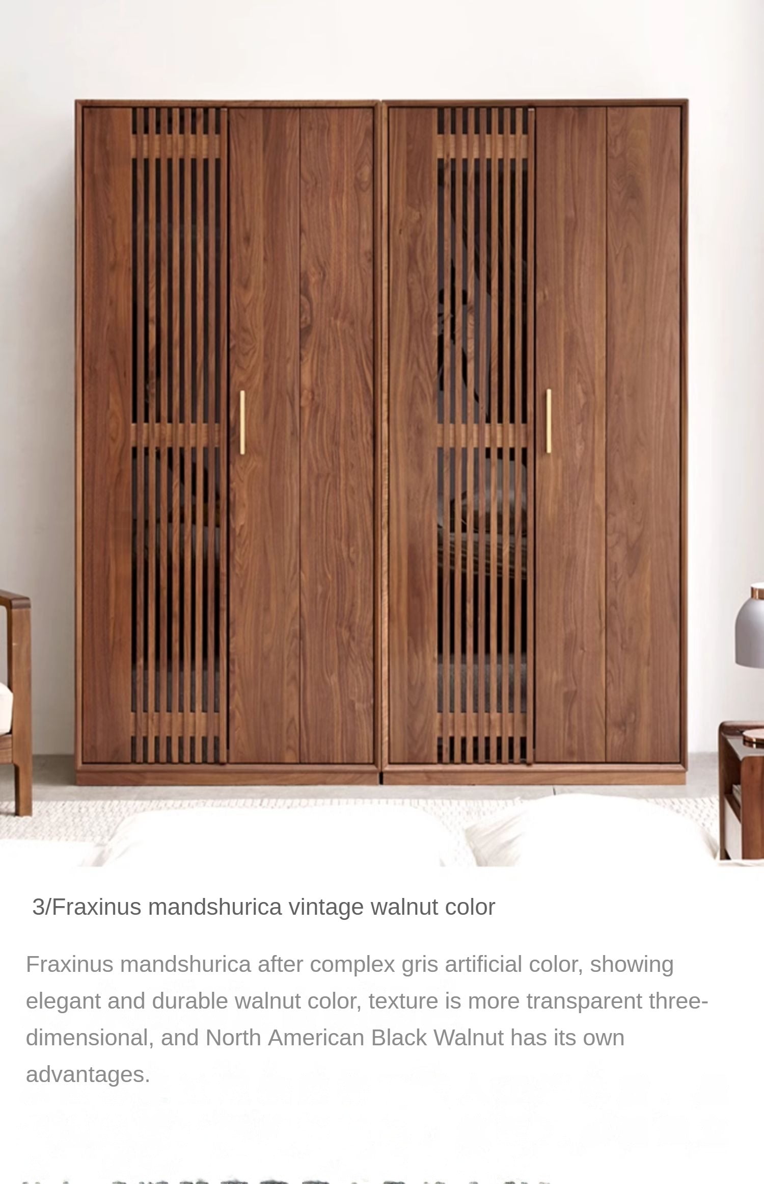 Ash Solid Wood Modern Wardrobe.
