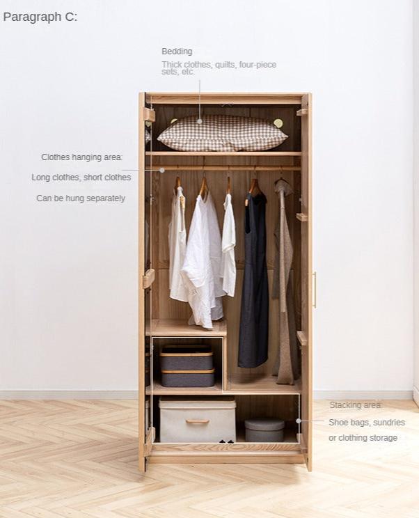 Ash Solid Wood Modern Wardrobe.