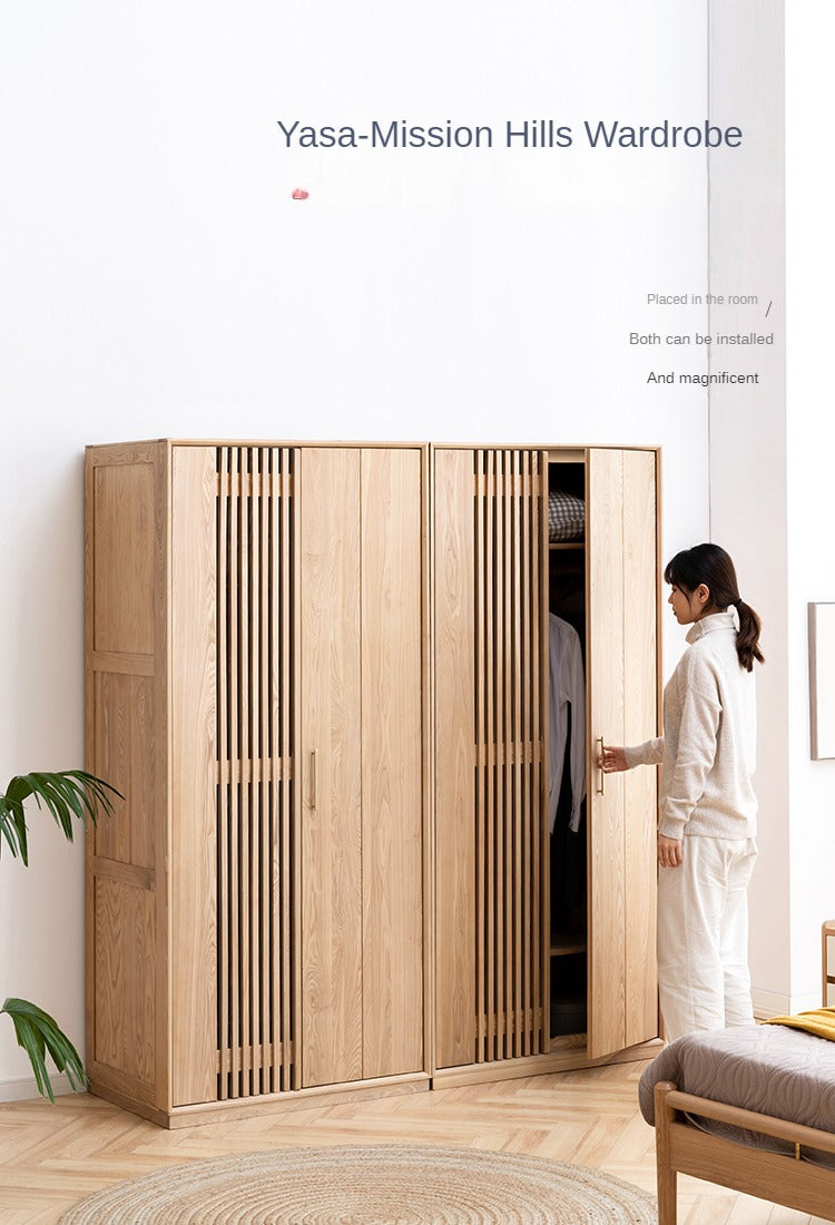 Ash Solid Wood Modern Wardrobe.