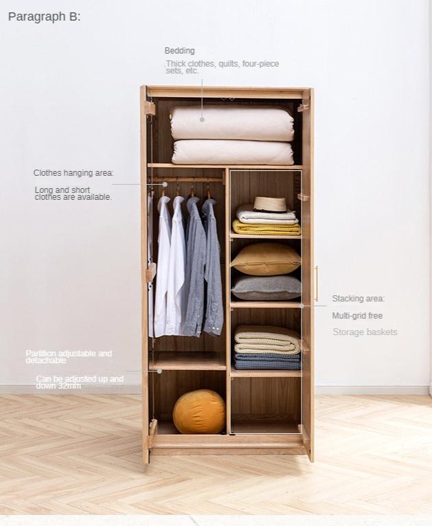 Ash Solid Wood Modern Wardrobe.