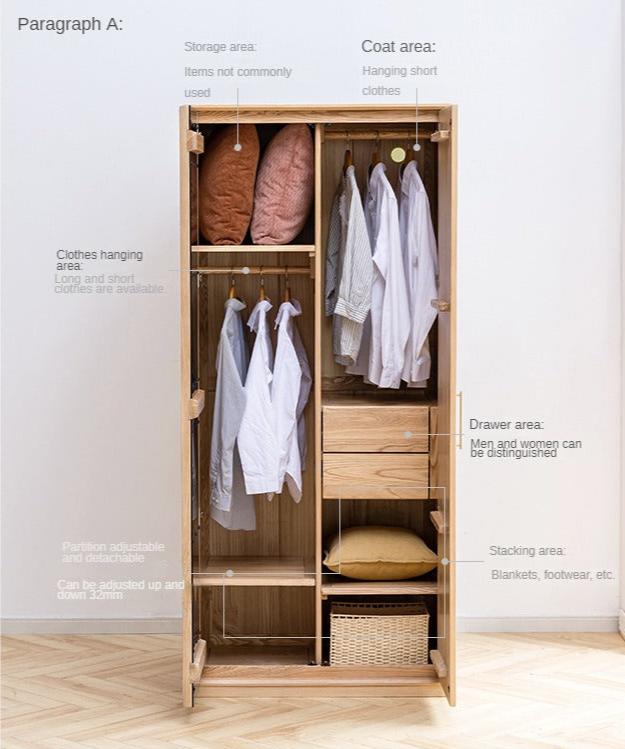 Ash Solid Wood Modern Wardrobe.