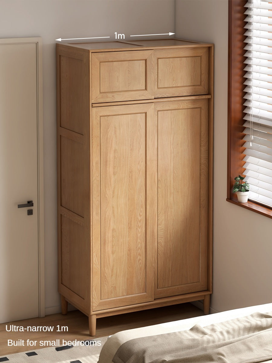 Oak Solid Wood Sliding Door Wardrobe.