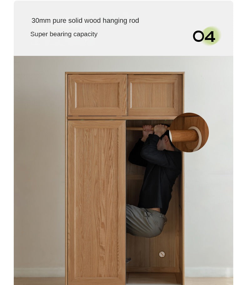 Oak Solid Wood Sliding Door Wardrobe.