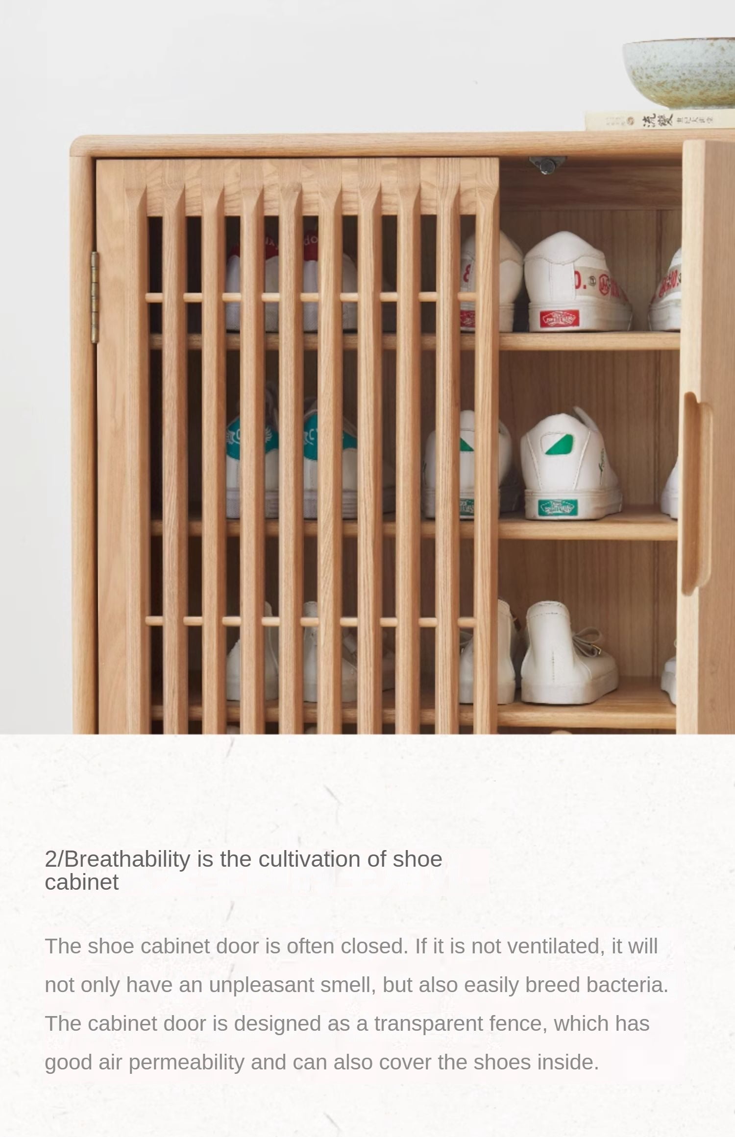 Ash Solid Wood Storage Shoe Cabinet