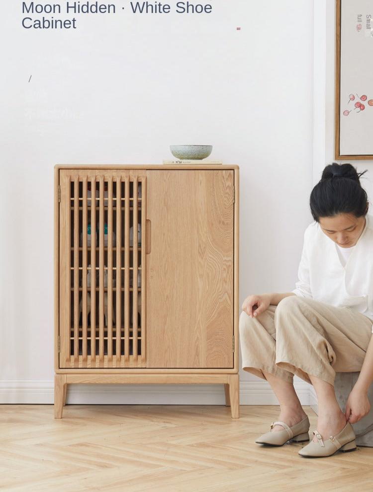 Ash Solid Wood Storage Shoe Cabinet