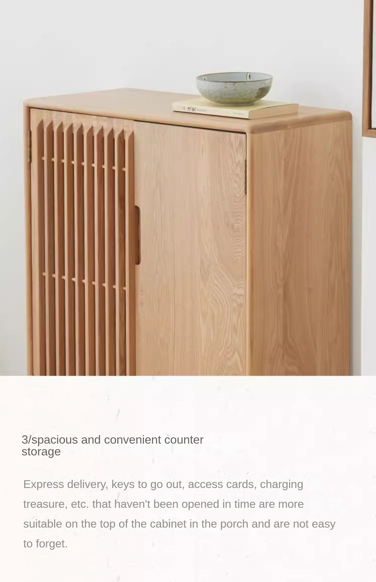 Ash Solid Wood Storage Shoe Cabinet
