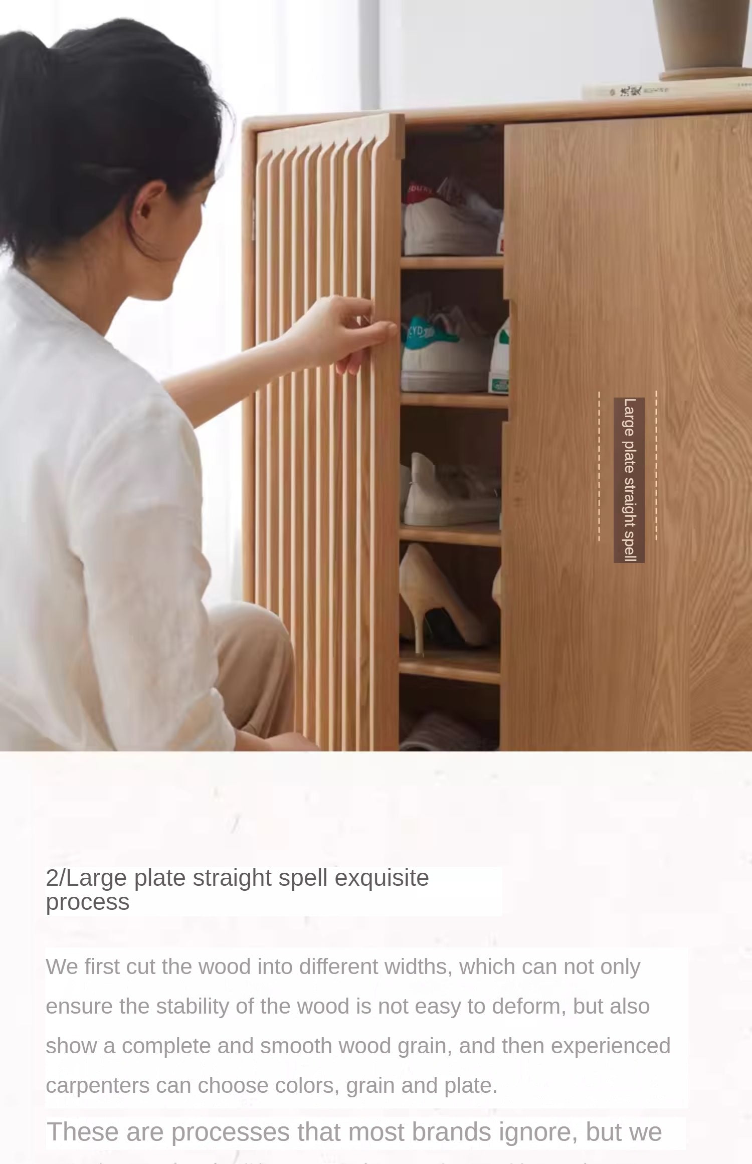 Ash Solid Wood Storage Shoe Cabinet