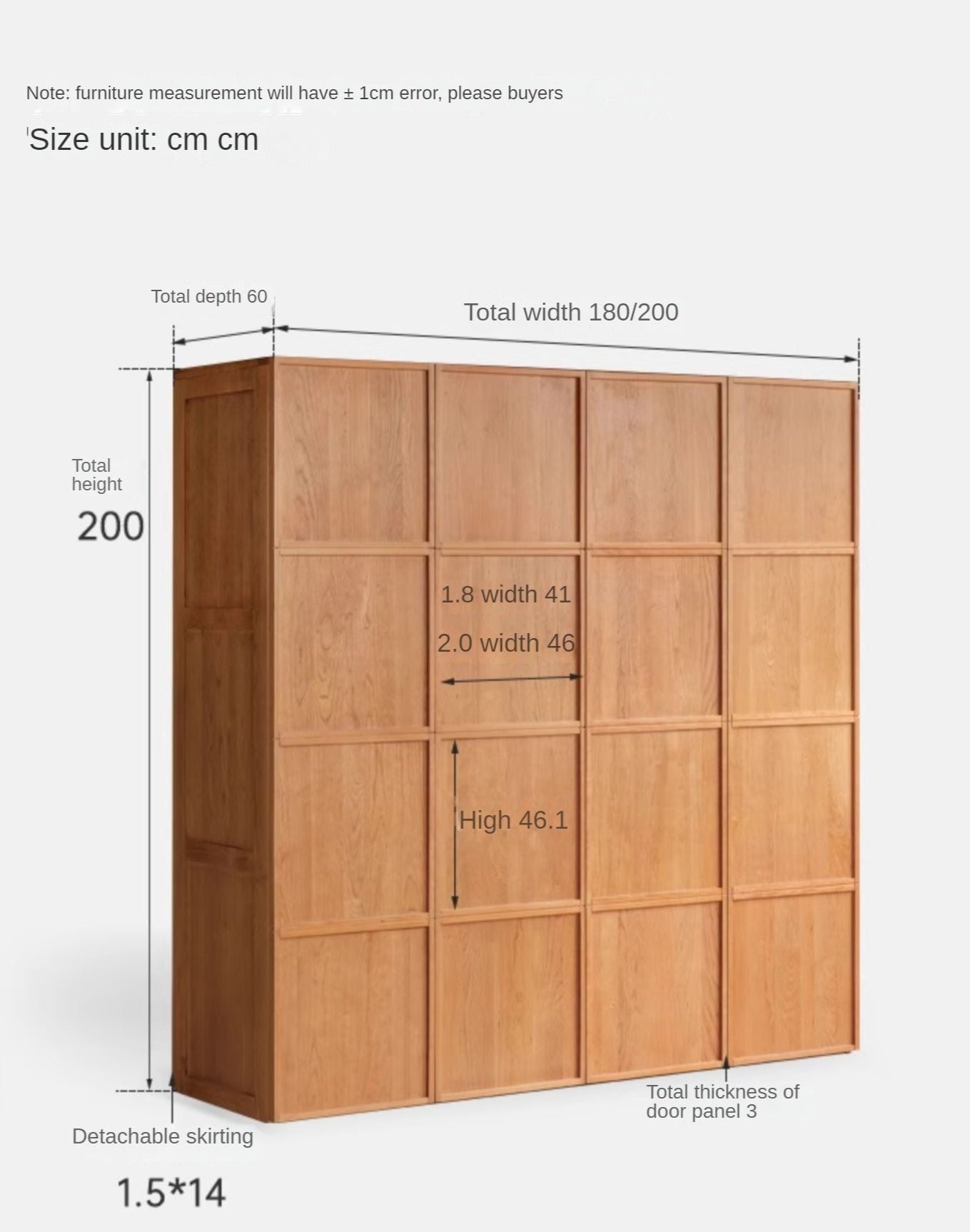 Cherry Wood Wardrobe Retro Style Skeleton Line.