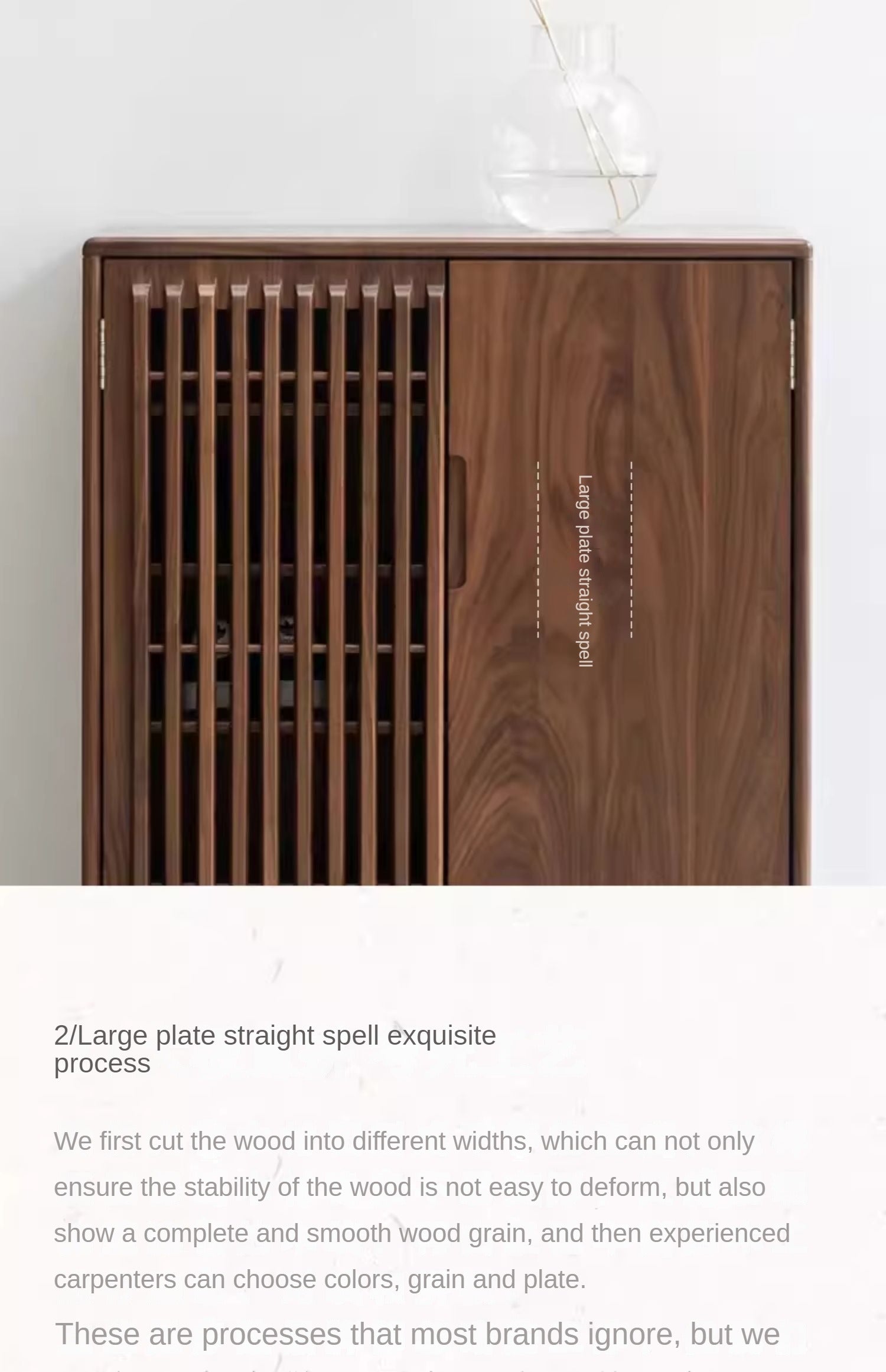 Black Walnut, Ash Two-Door Shoe Cabinet Entrance