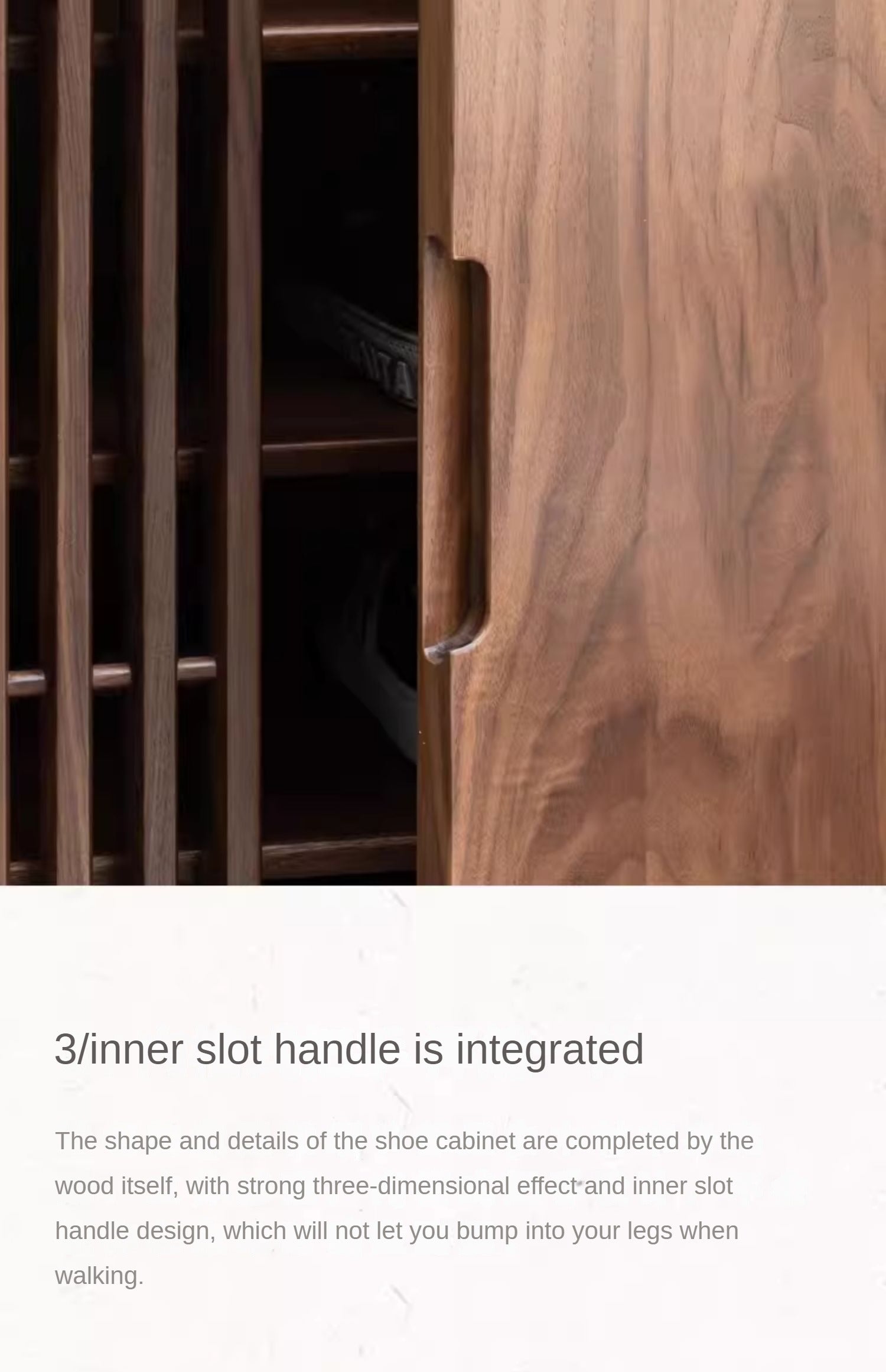 Black Walnut, Ash Two-Door Shoe Cabinet Entrance