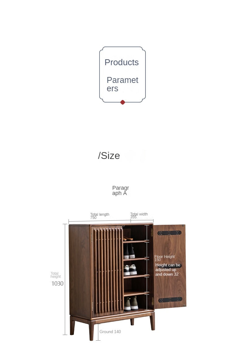 Black Walnut, Ash Two-Door Shoe Cabinet Entrance