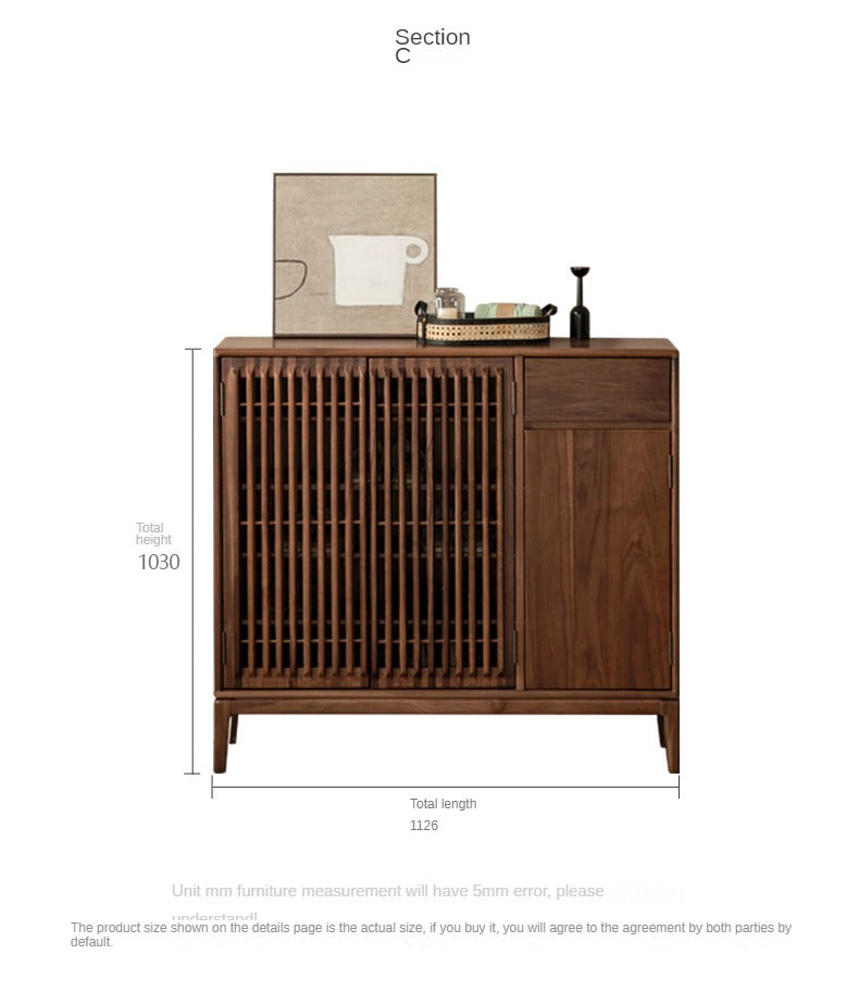 Black Walnut, Ash Two Door Shoe Cabinet Entrance