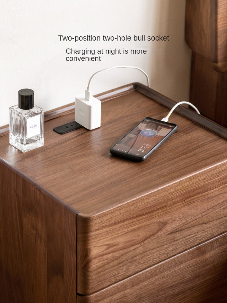 Black Walnut, Ash Solid Wood Nightstand