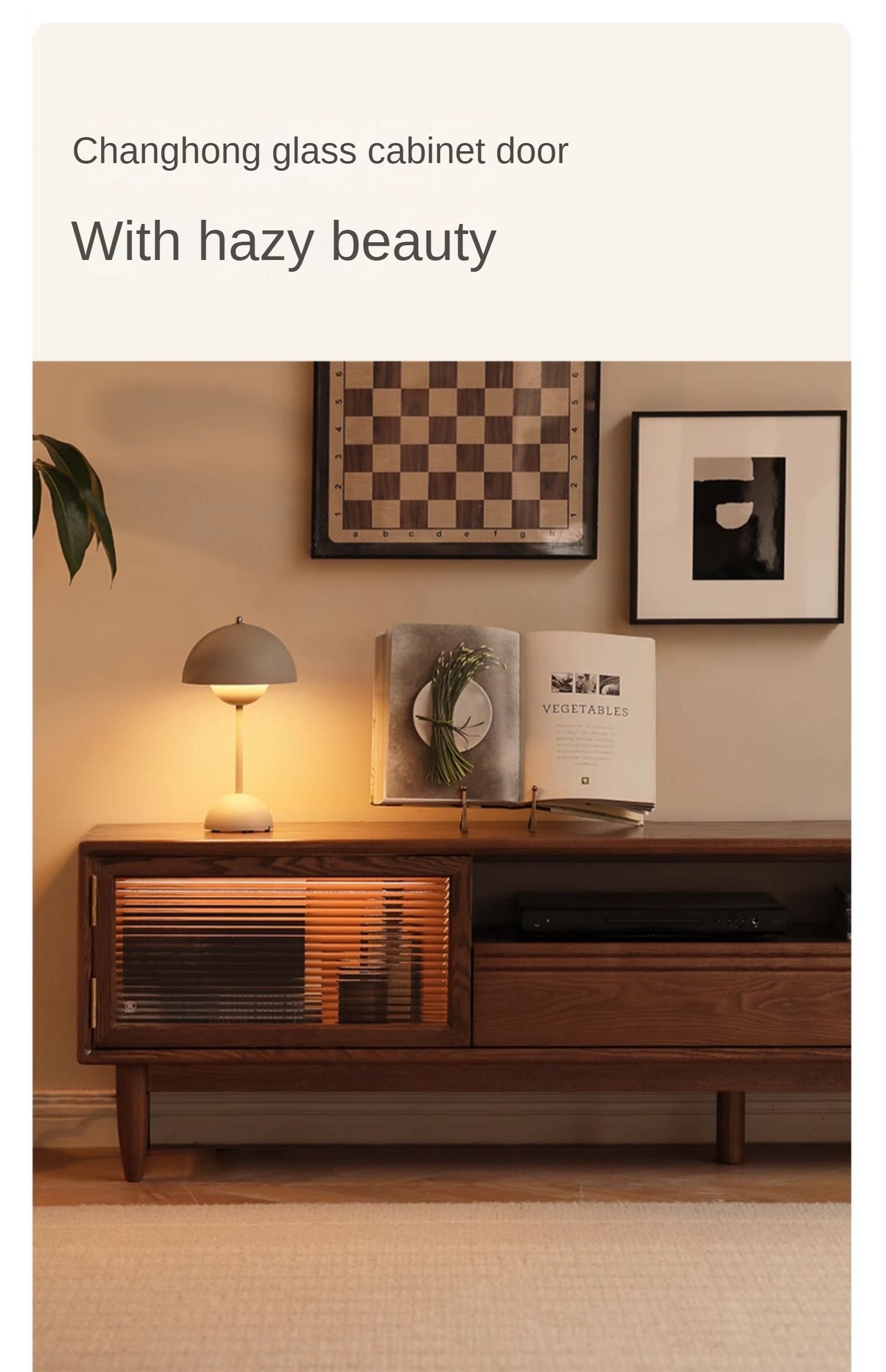 Ash Solid Wood Modern Floor TV Cabinet.