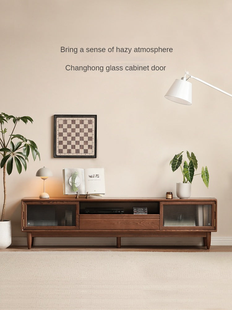 Ash Solid Wood Modern Floor TV Cabinet.