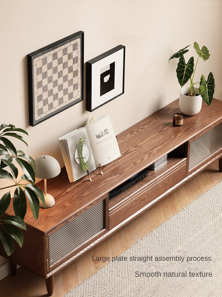 Ash Solid Wood Modern Floor TV Cabinet.