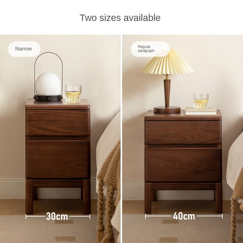 Black Walnut, Ash Solid Wood Storage Nightstand