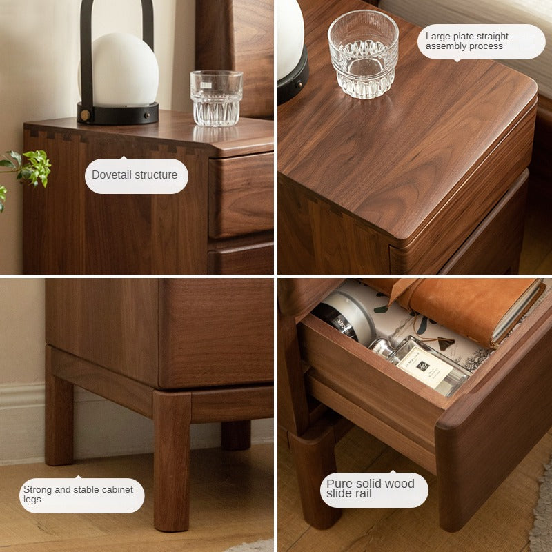 Black Walnut, Ash Solid Wood Storage Nightstand