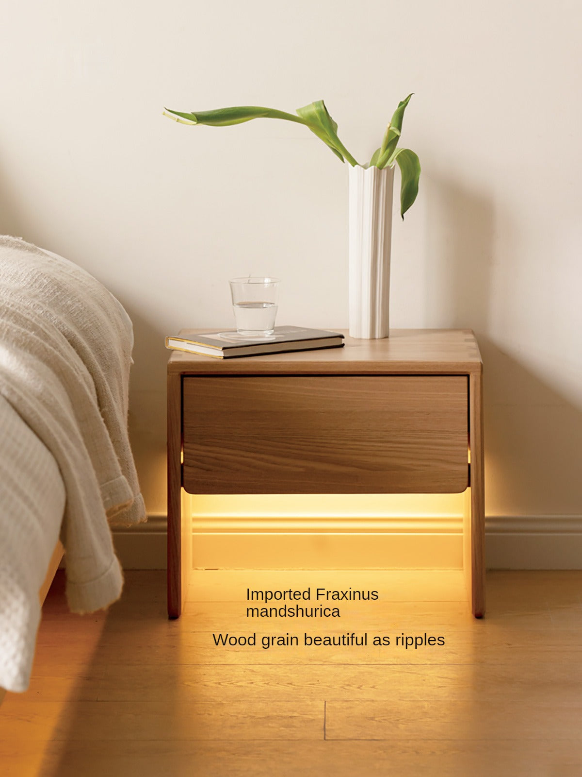 Ash Solid Wood Smart Modern Nightstand