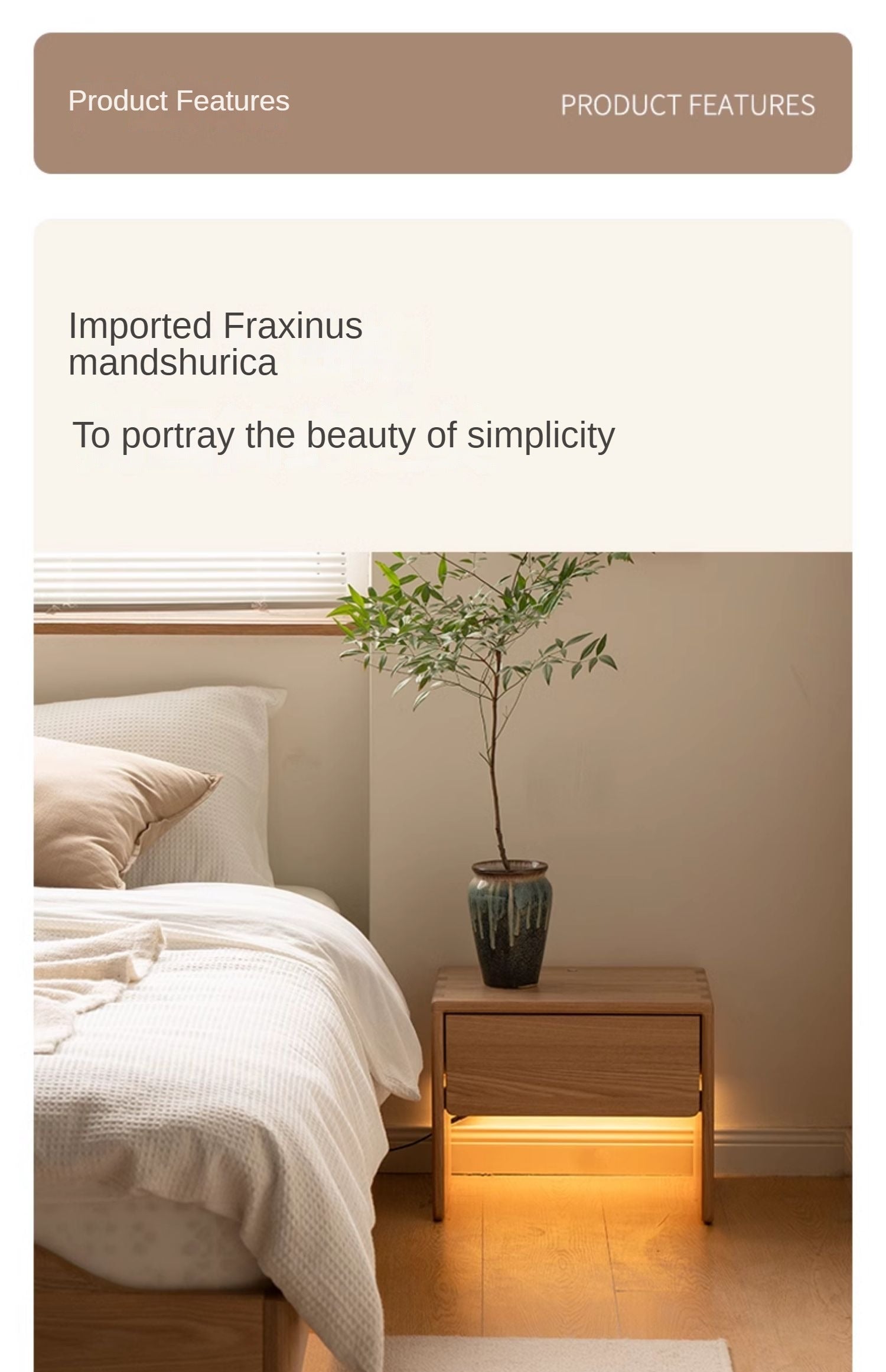 Ash Solid Wood Smart Modern Nightstand