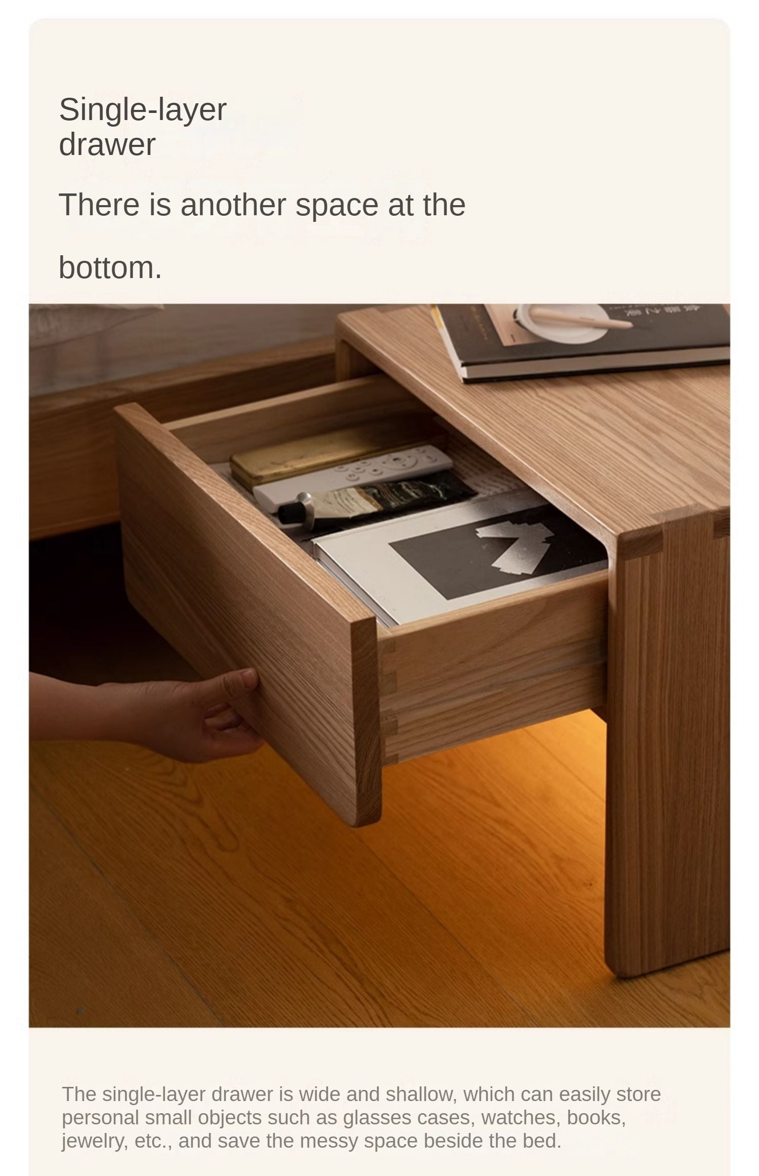 Ash Solid Wood Smart Modern Nightstand