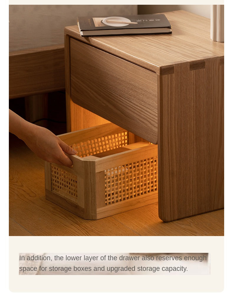 Ash Solid Wood Smart Modern Nightstand