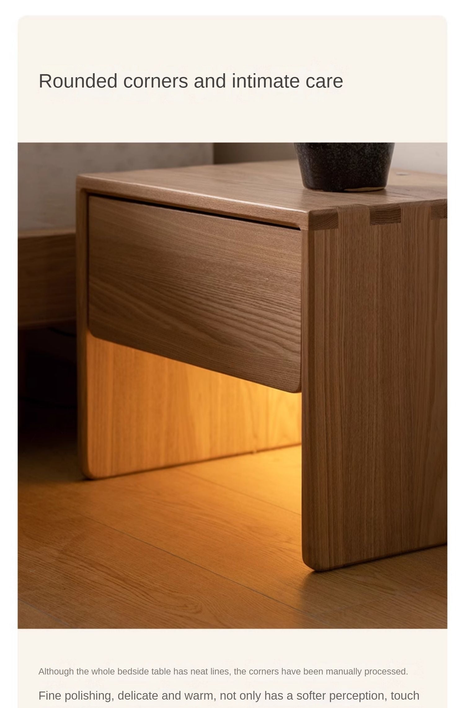Ash Solid Wood Smart Modern Nightstand