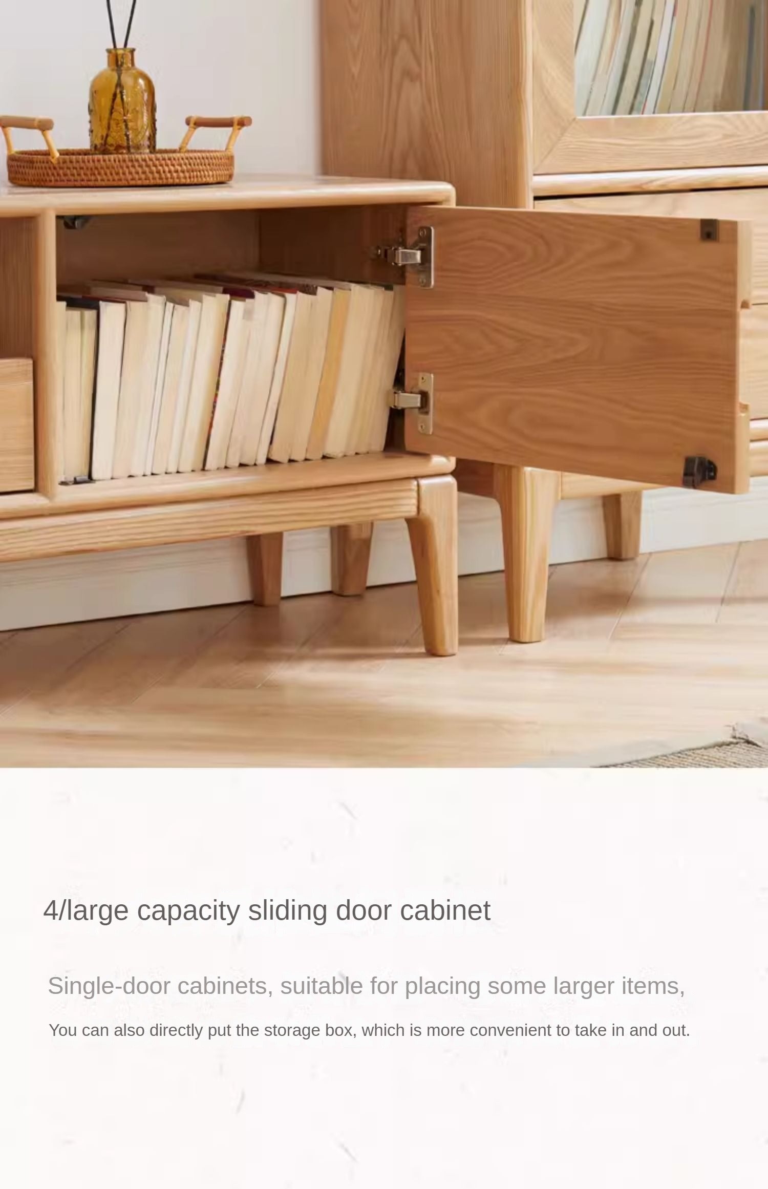 Ash Solid Wood Floor Modern TV Cabinet.