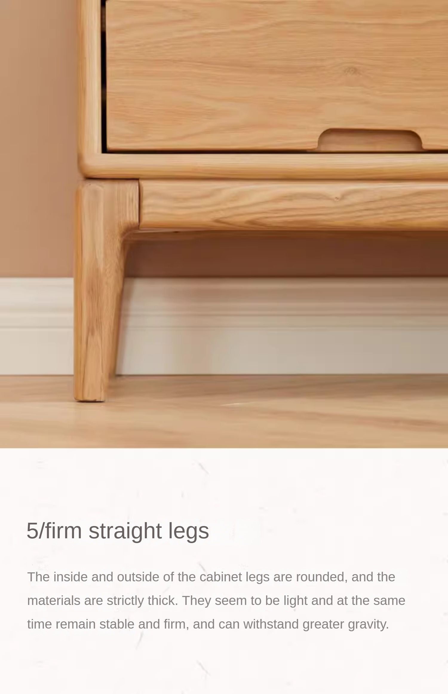 Ash Solid Wood Floor Modern TV Cabinet.