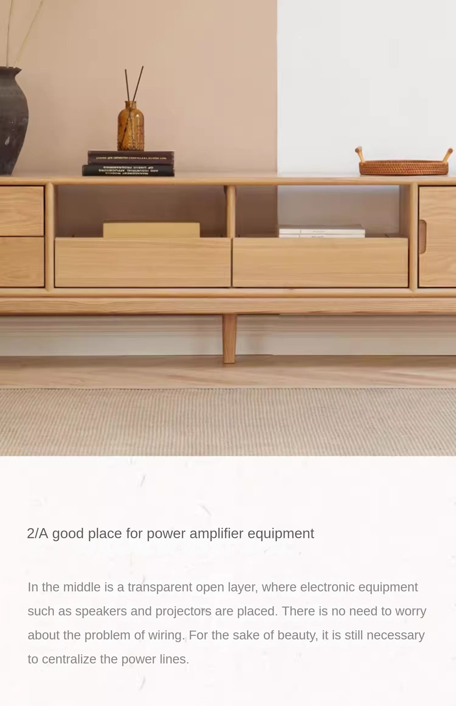 Ash Solid Wood Floor Modern TV Cabinet.