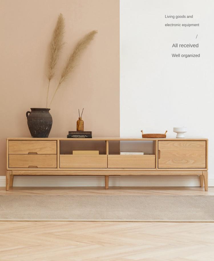 Ash Solid Wood Floor Modern TV Cabinet.