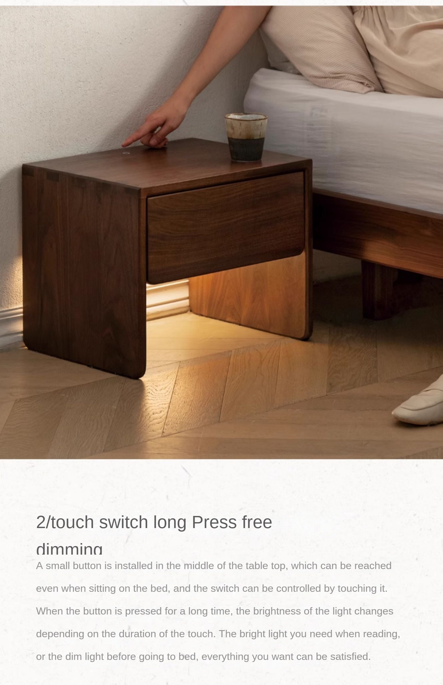 Black Walnut, Ash Solid Wood Simple Modern Nightstand