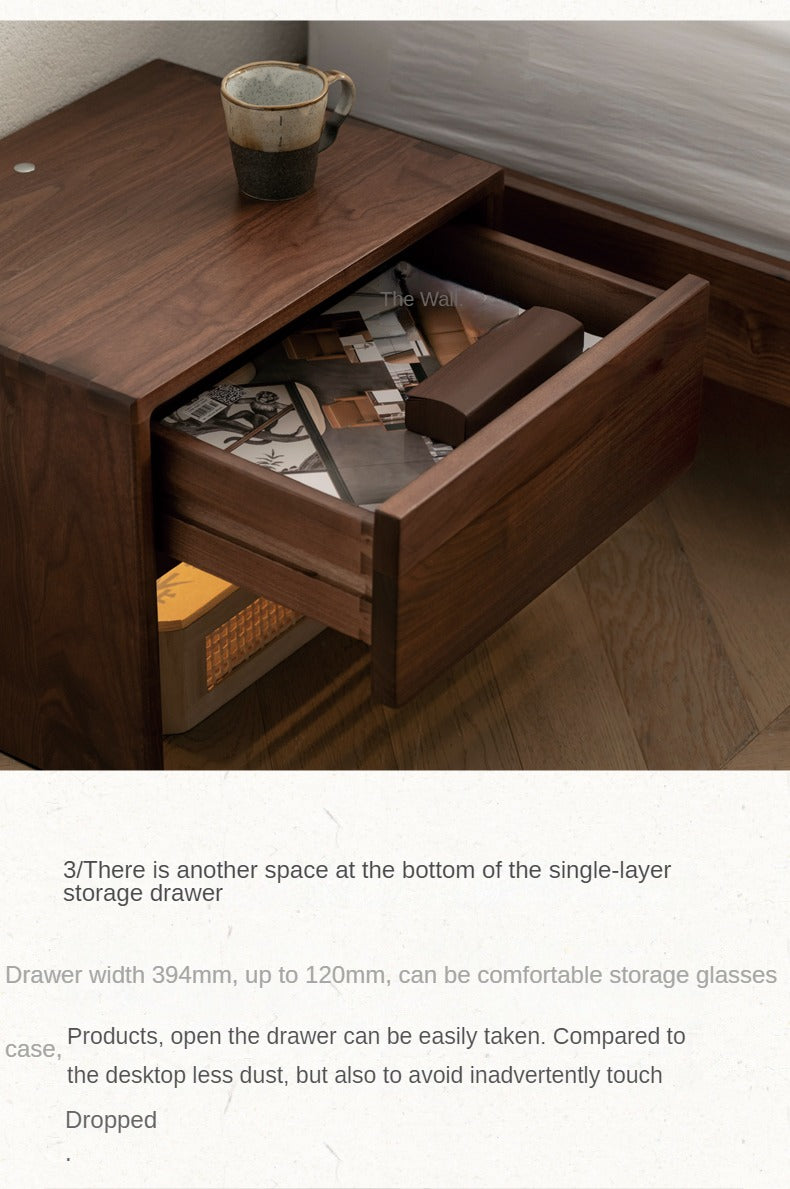 Black Walnut, Ash Solid Wood Simple Modern Nightstand