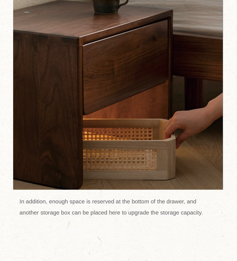 Black Walnut, Ash Solid Wood Simple Modern Nightstand