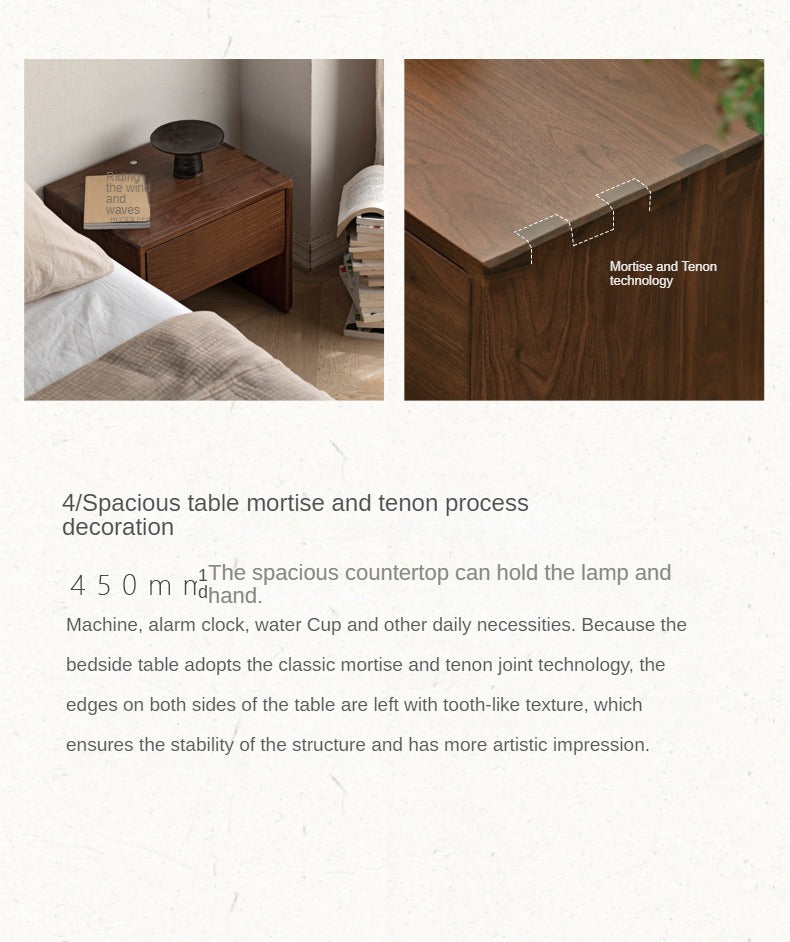 Black Walnut, Ash Solid Wood Simple Modern Nightstand