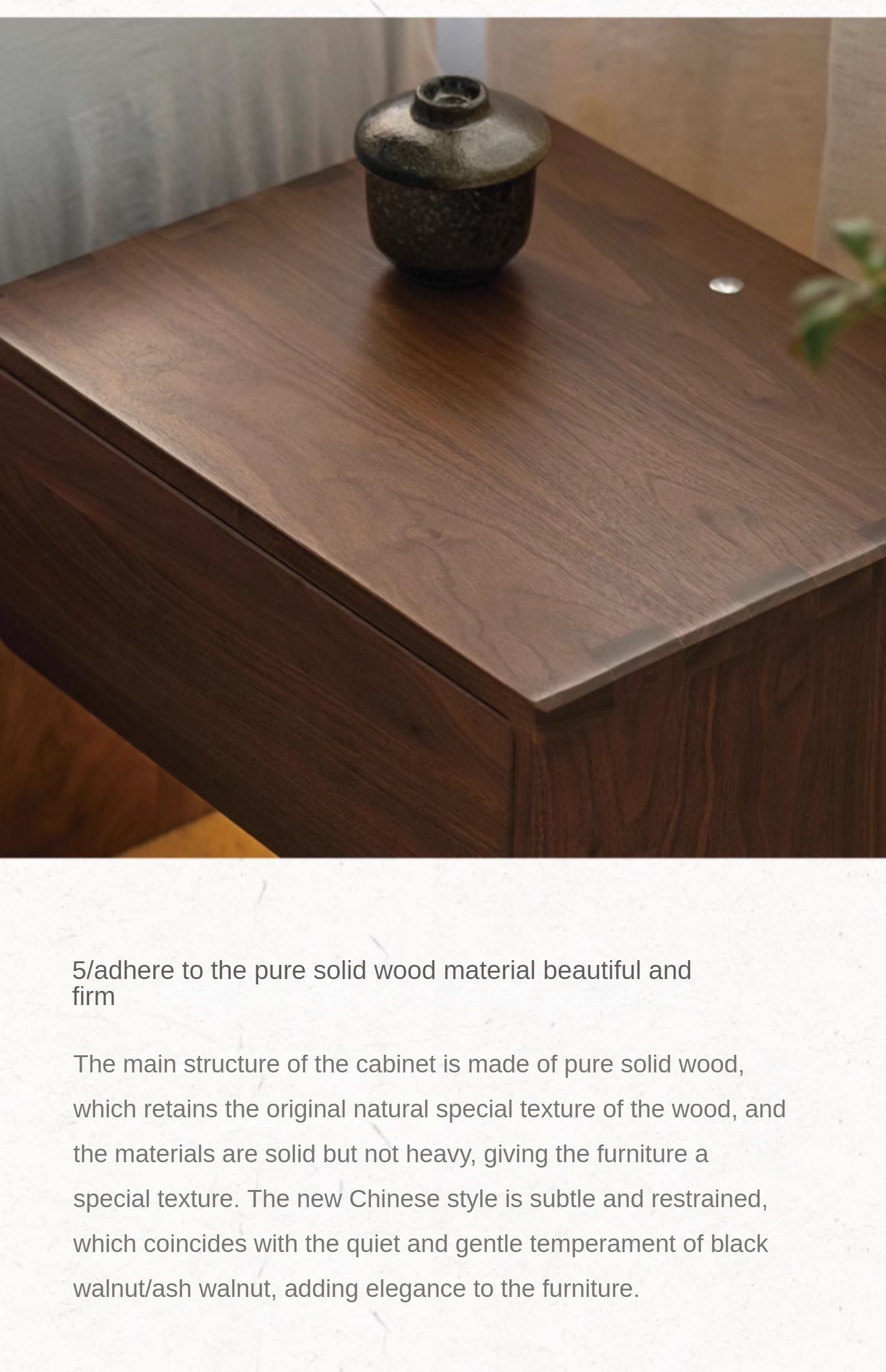 Black Walnut, Ash Solid Wood Simple Modern Nightstand