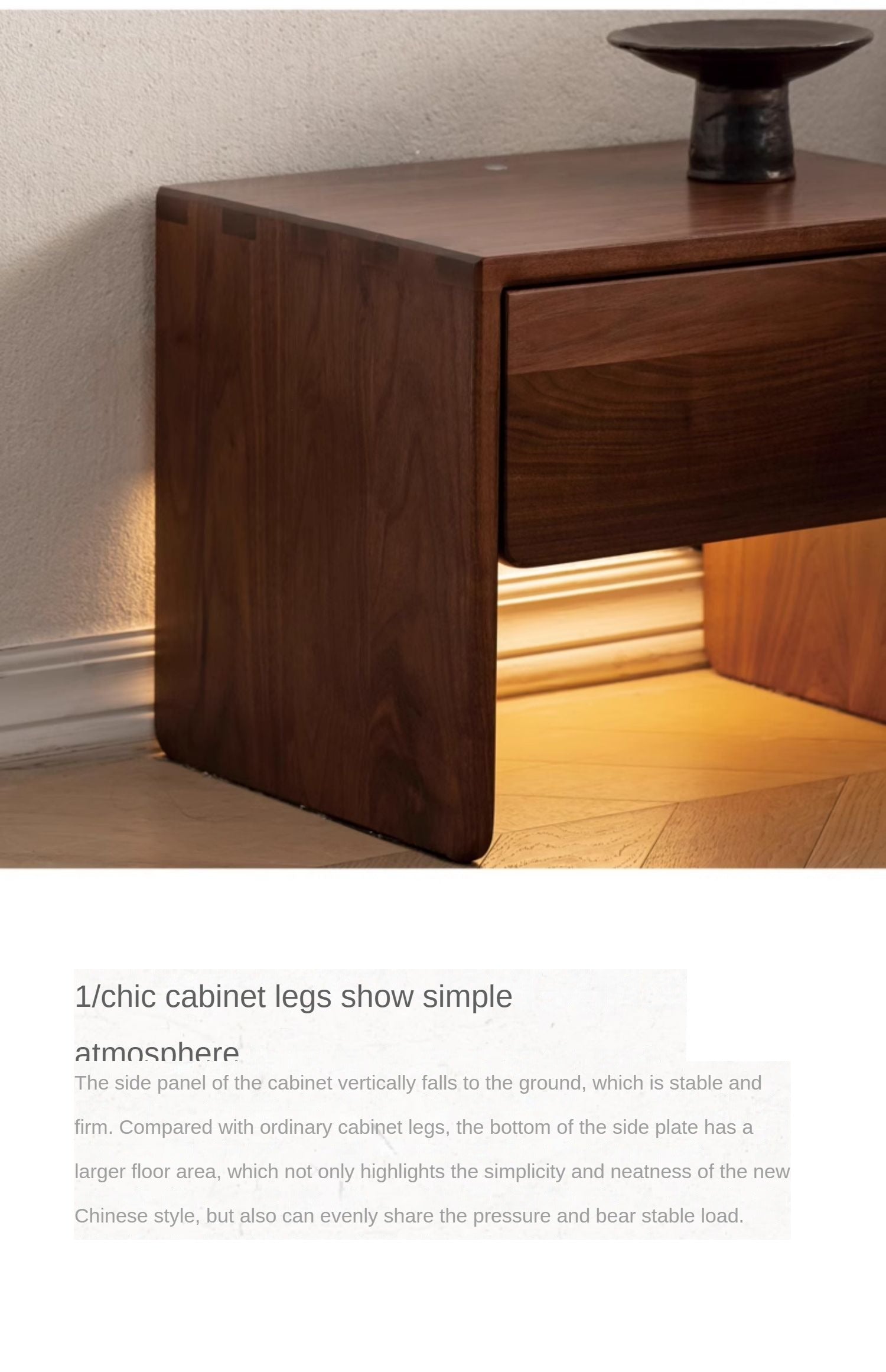 Black Walnut, Ash Solid Wood Simple Modern Nightstand